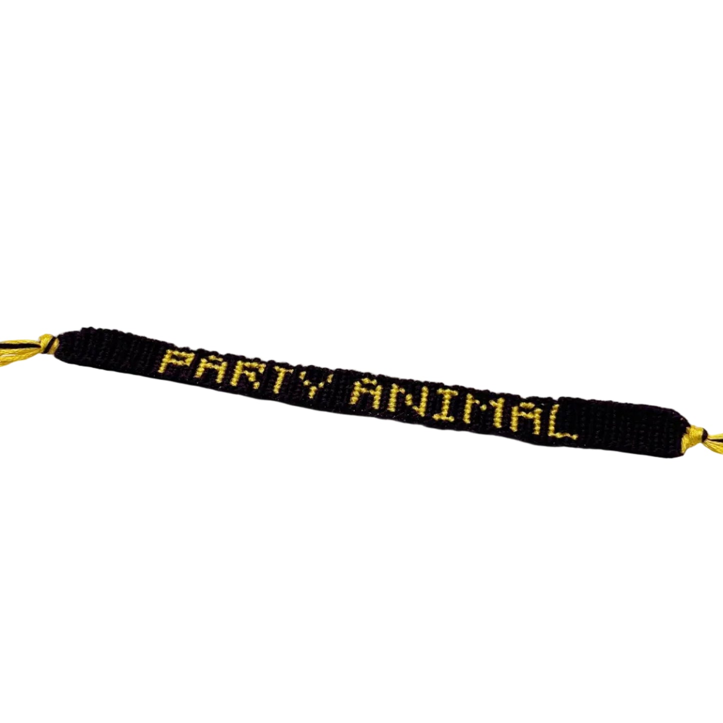 plum and gold bracelet with 'PARTY ANIMAL' text on a white background