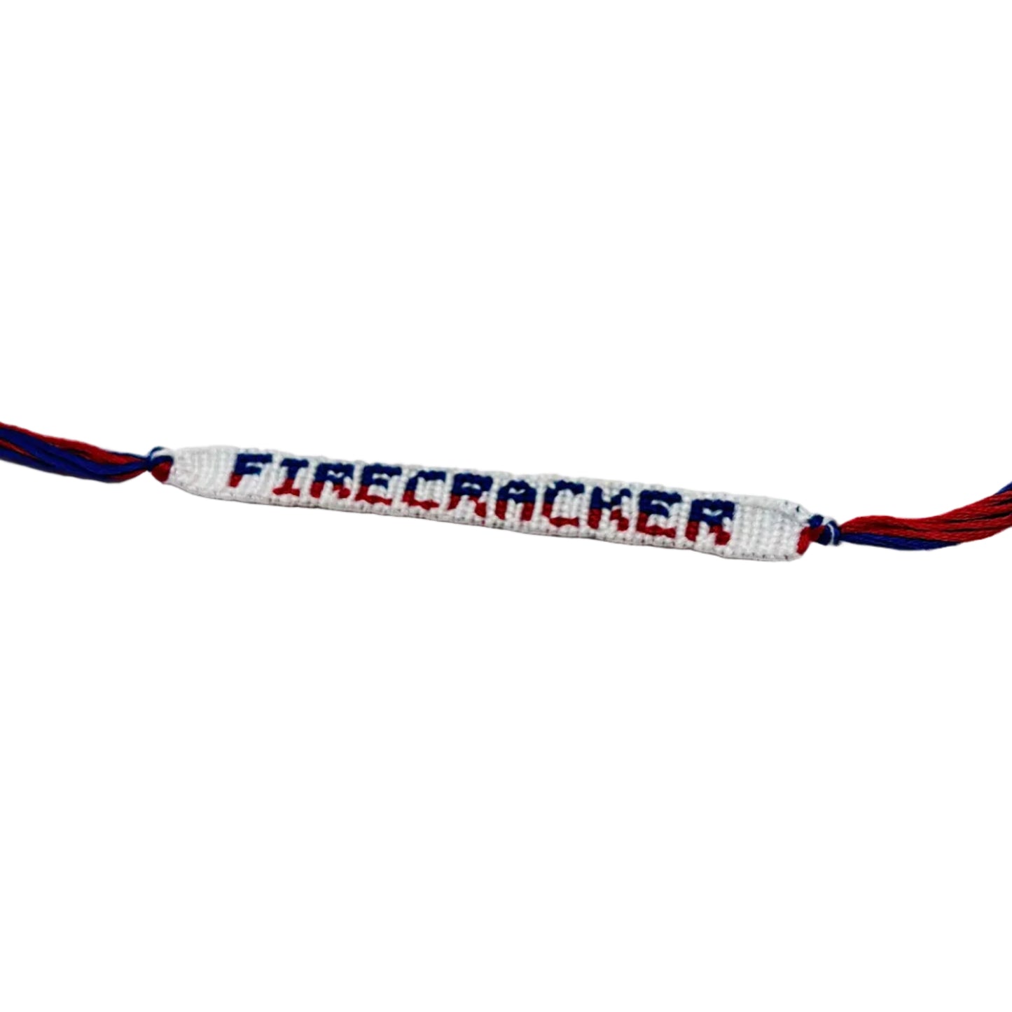 Bracelet with 'FIRECRACKER' text on a white background