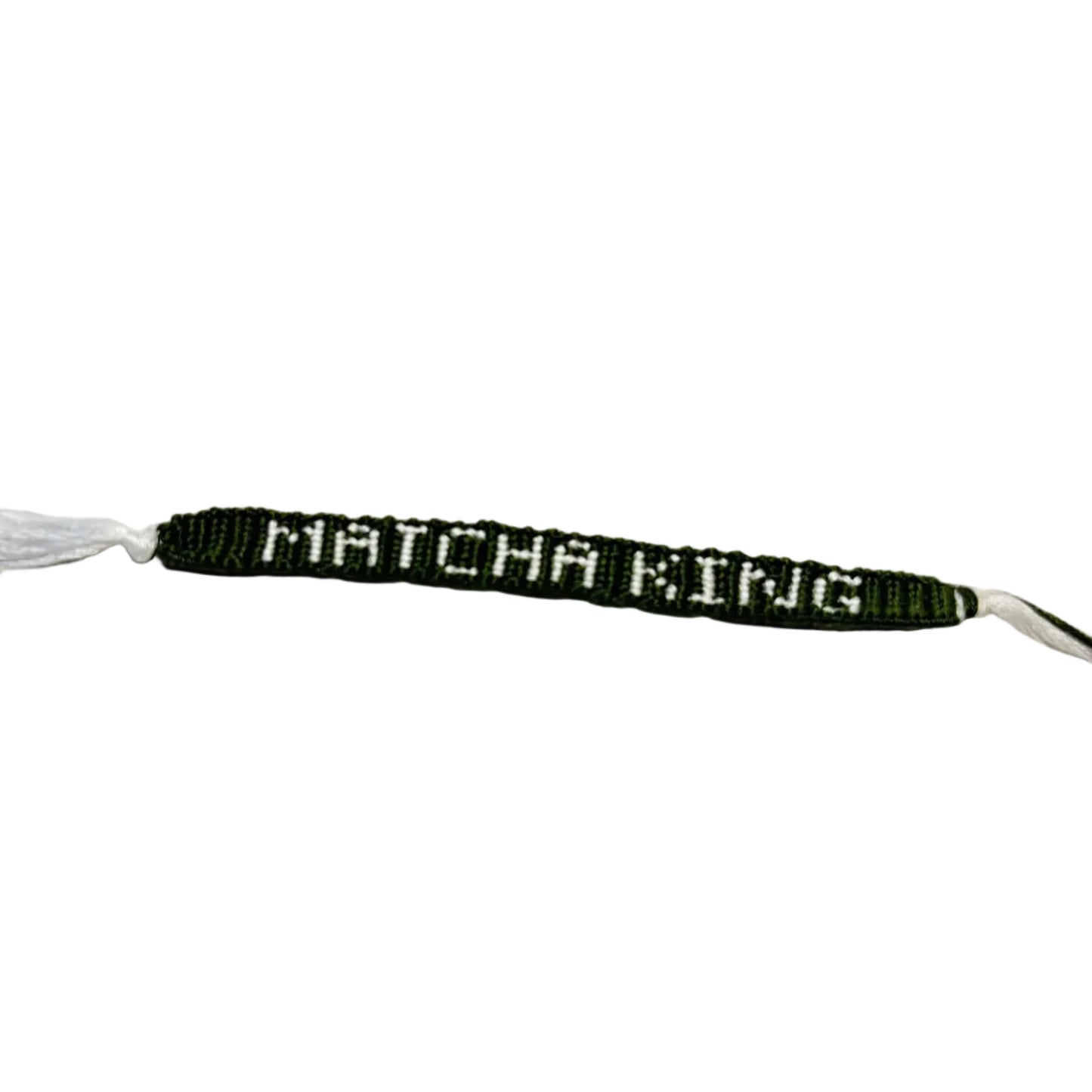 Bracelet with 'MATCHA KING' text on a white background
